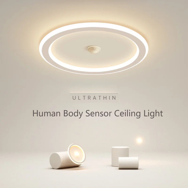 lampe moderne led sensor mouvement blanc noir minimaliste aluminium fer