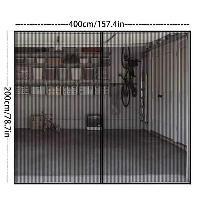 rideau sécurité porte garage noir maille moderne clips 400x200cm aspiration magnétique