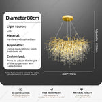 lustre suspendu moderne or cristal transparent branché lumière neutre 4000k chambre salon