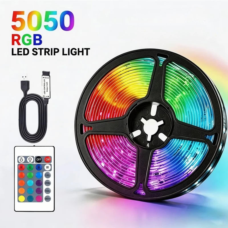 ruban led multicolore rayures horizontales contrôleur usb télécommande adhésif moderne 1m 5m 10m 15m