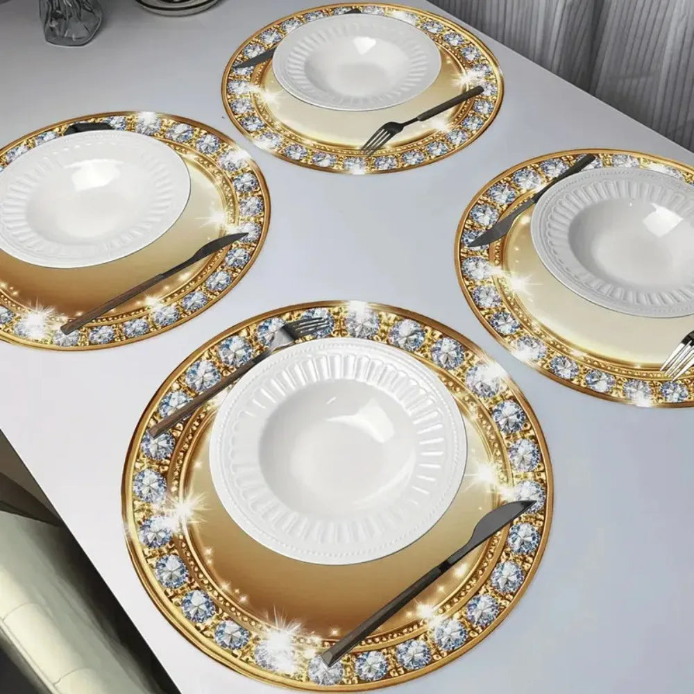 Assiettes ornementales dorées classiques 35cm fourchettes couteaux party christmas nouvelle année
