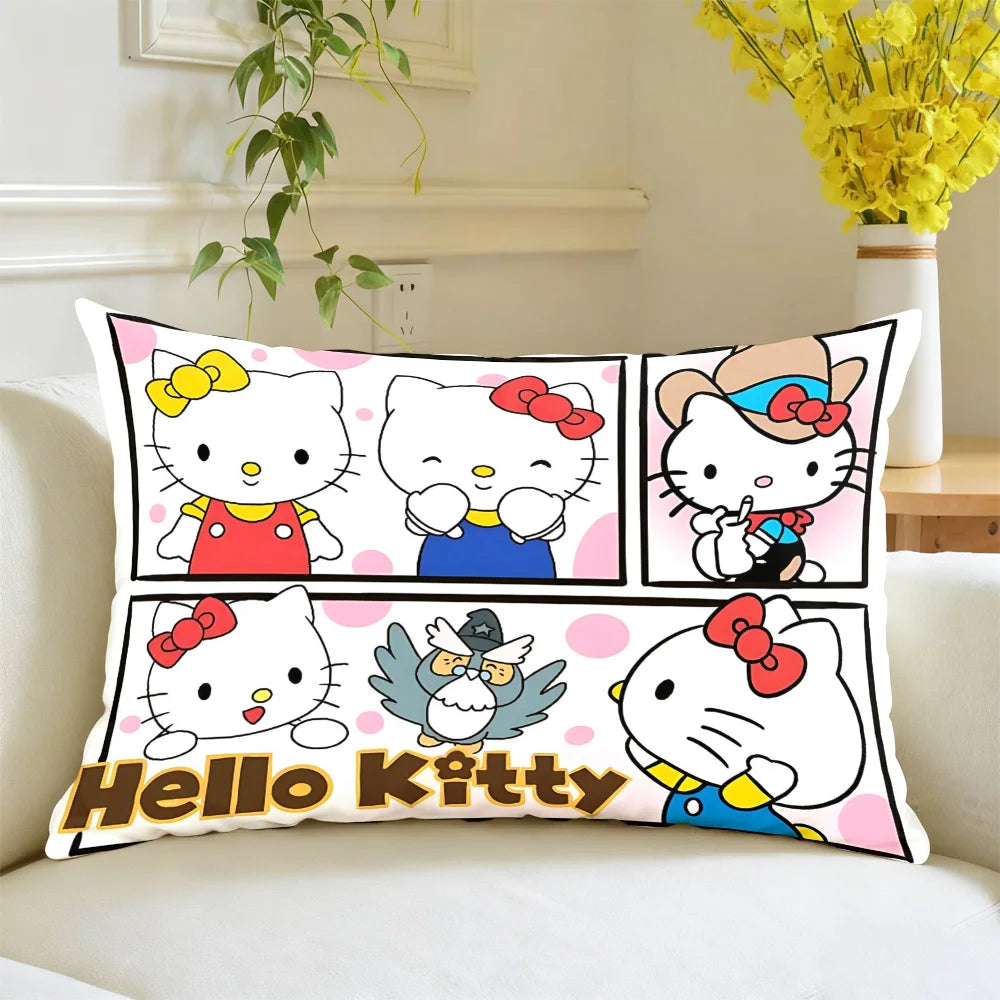 taies d'oreiller hello kitty dessins animés rose blanc jaune bleu gris 30x50cm 40x60cm 50x70cm