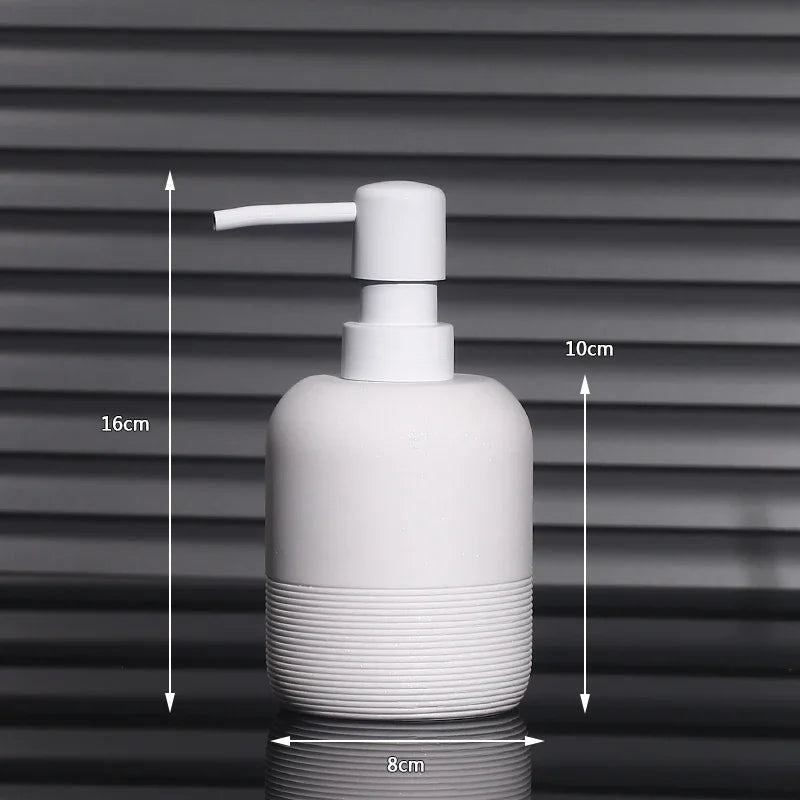 distributeur savon liquide céramique blanc beige moderne minimaliste texture granulée Pompe.pression