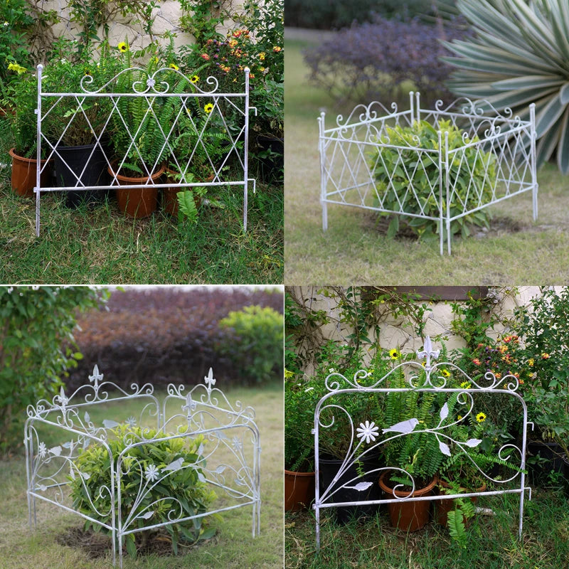 grille jardin art nouveau vert blanc support plante cloison décorativeextérieur facile assembler