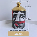 boîtes bougies parfumées art déco moderne vintage illustrations visages géométriques 350ml