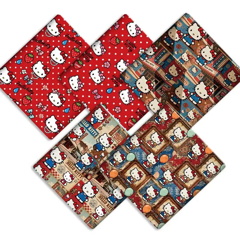 porte clés hello kitty imprimé rouge blanc bleu vintage coton abrasion résistance