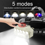 lampe frontale led rechargeable usb blanc rouge bleu étanche camping pêche