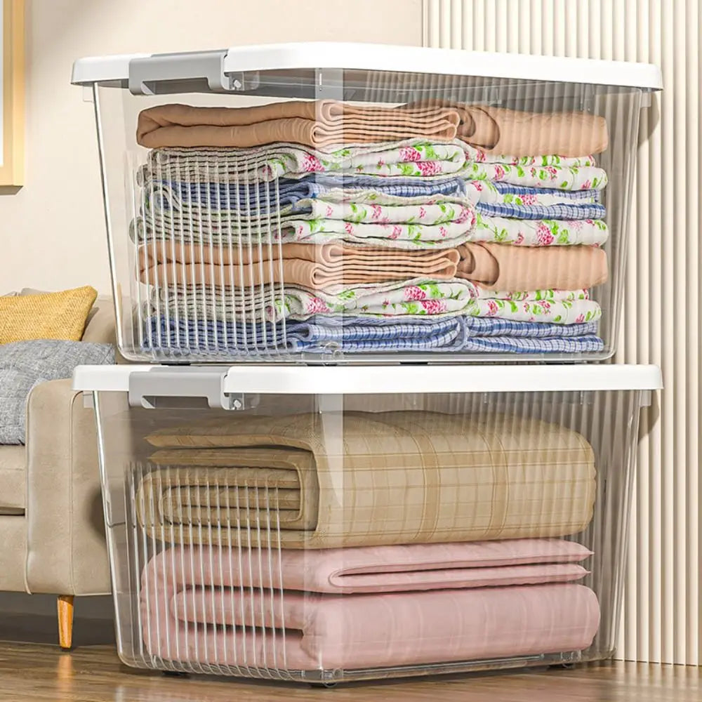 boîtes rangement transparentes plastique réutilisables poignées couvercle moderne empilables organisation maison jardin