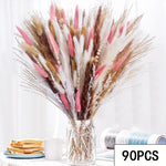 décoration boho bouquet plumes séchées naturel anniversaire mariage table beige blanc rose pale