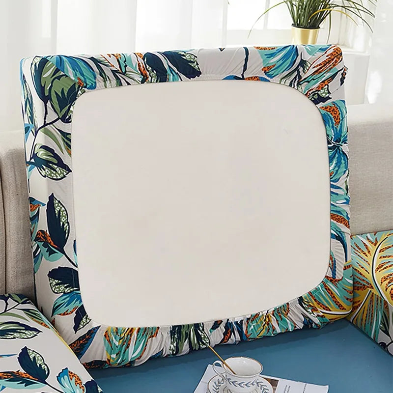canapé d'angle extérieur housses polyester feuilles tropicales gris moderne printemps été lavable