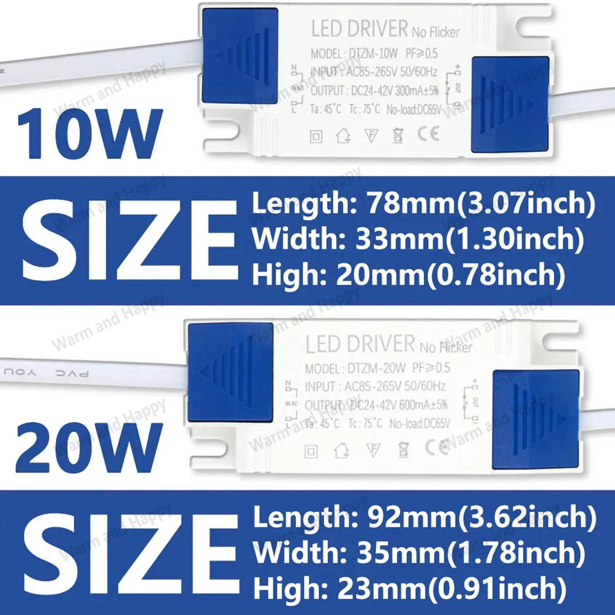 adaptateur alimentation led 10w 20w 30w 40w 50w transformateur éclairage dc2442v ac85265v panel light