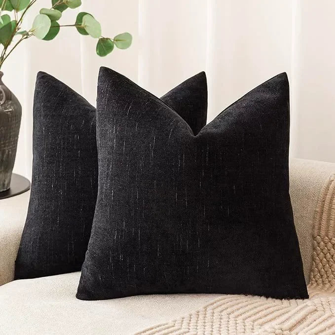 lot housses coussin carrées texture lin moderne garnissage intérieur blanc