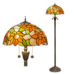 lampe sol tiffany multicolore art nouveau interrupteur pédale base résine hauteur 163cm