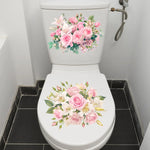 autocollants muraux fleurs colorées bouquet papillons salle bain blanc 30x30cm 2pièces adhésifs