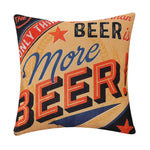 housse coussin vintage bière vin motifs rétro multicolores coton lin décoration canapé chaise 45x45cm