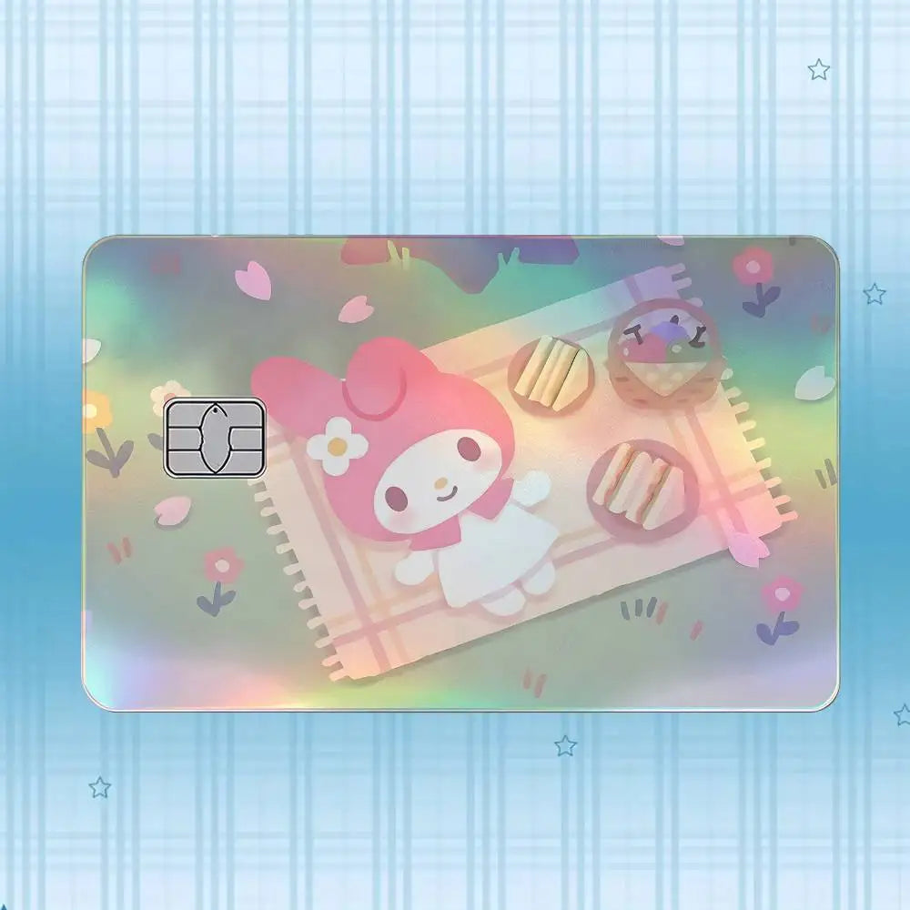 autocollant carte crédit my melody dessin animé rose violet bleu blanc