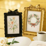 cadre photo vintage shabby chic résine or noir décoration florale vieillie rouleaux vagues nœud