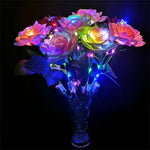 roses artificielles lumineuses bleu rose blanche modernes adhésives halloween anniversaire noël
