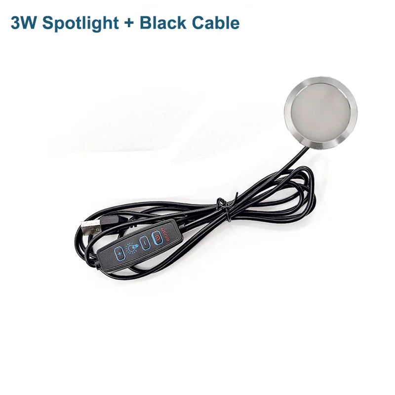 Spot lumineux LED moderne câble USB blanc noir ajustable luminosité 45mm 8mm