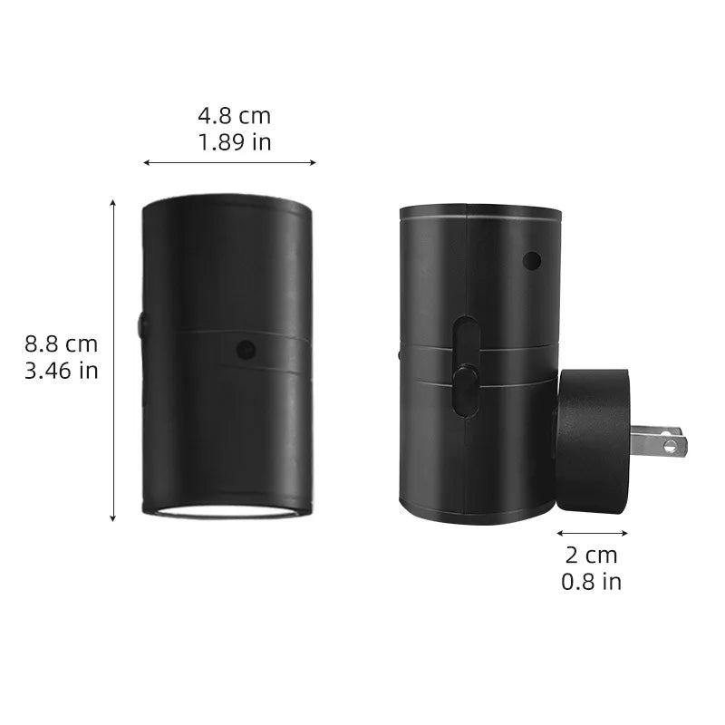 veilleuse led murale noire moderne flux lumineux faible prise murale certifiée ul rohs cem