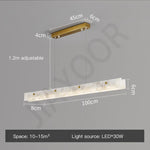 lampe suspendue moderne marbre blanc doré 120cm ajustable lumière led 2000lm