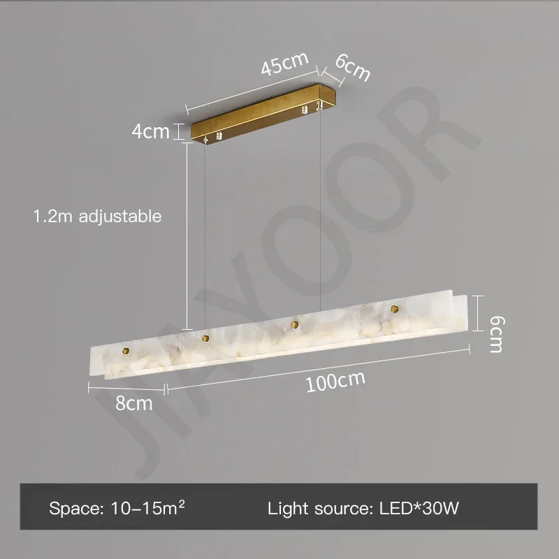 lampe suspendue moderne marbre blanc doré 120cm ajustable lumière led 2000lm