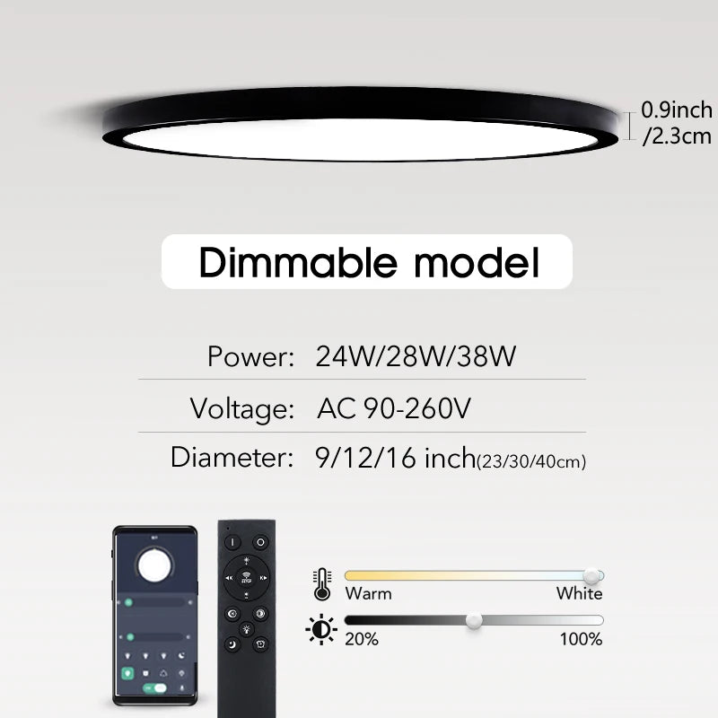 plafonnier led moderne blanc intensité variable application télécommande minimaliste