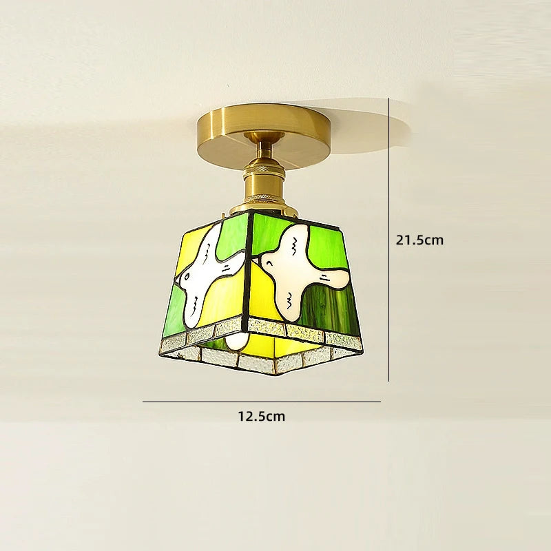 lampe suspendue multicolore stained glass chien art deco salon chambre étude