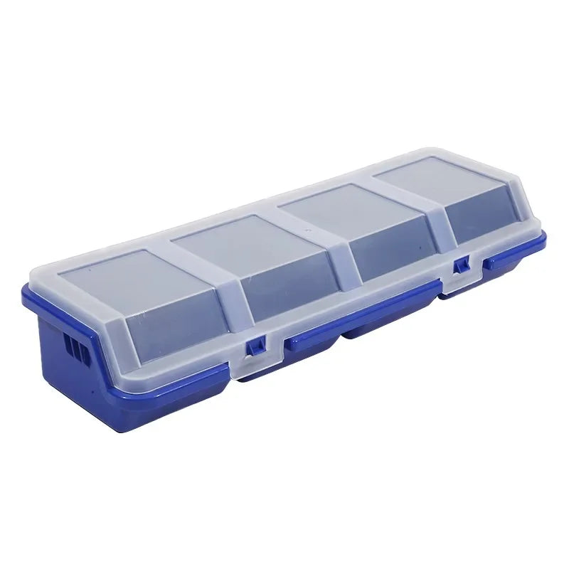 boîte rangement outils plastique rouge transparente compartiments vis écrous pratique compact