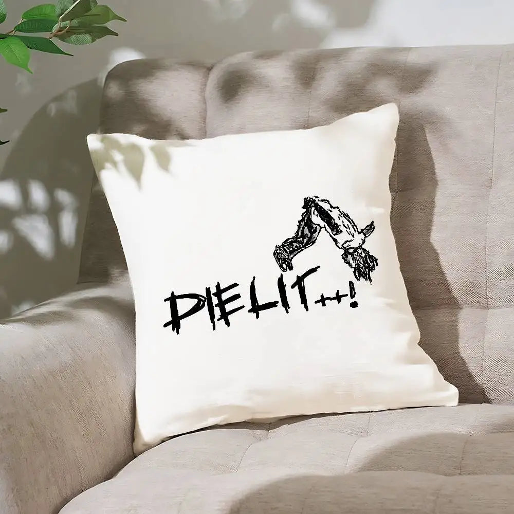 taie d'oreiller polyester motif géométrique moderne coussin carré noir symboles blancs étoile croix spirale
