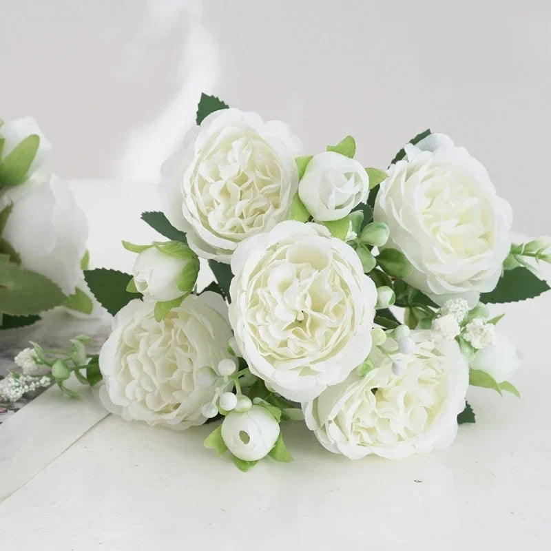 bouquet fleurs artificielles pivoines soie moderne élégant intérieur mariage anniversaire baby shower decoration chambre