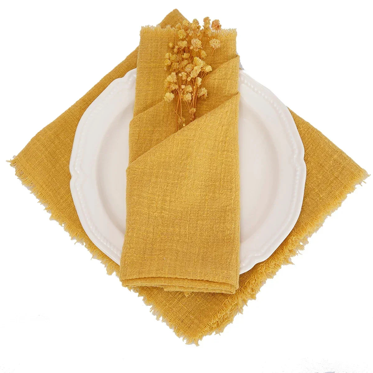 lot serviettes table coton rose franges ruban décorations mariage fête table rustique moderne