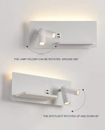 lampes murales led modernes usb rechargeable rotation 350° blanc noir