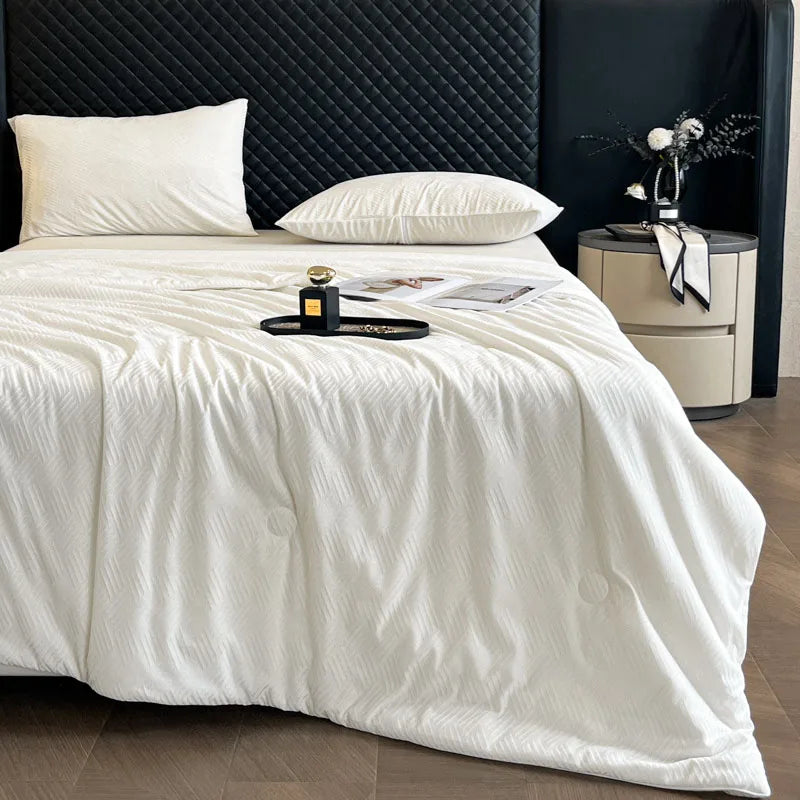 couvre lit été léger 100 bambou imprimé blanc moderne chambre lavable qualitéluxueuse