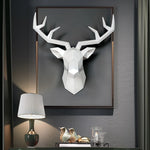 décoration murale moderne tête cerf résine peinte main blanc jaune rose chambre salon