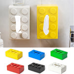 boîte mouchoirs moderne blocs construction lego blanc jaune vert bleu rouge noir fixée mur