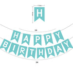 guirlande fanions happy birthday bleu rose noir gris vert turquois festif anniversaire enfant mariage