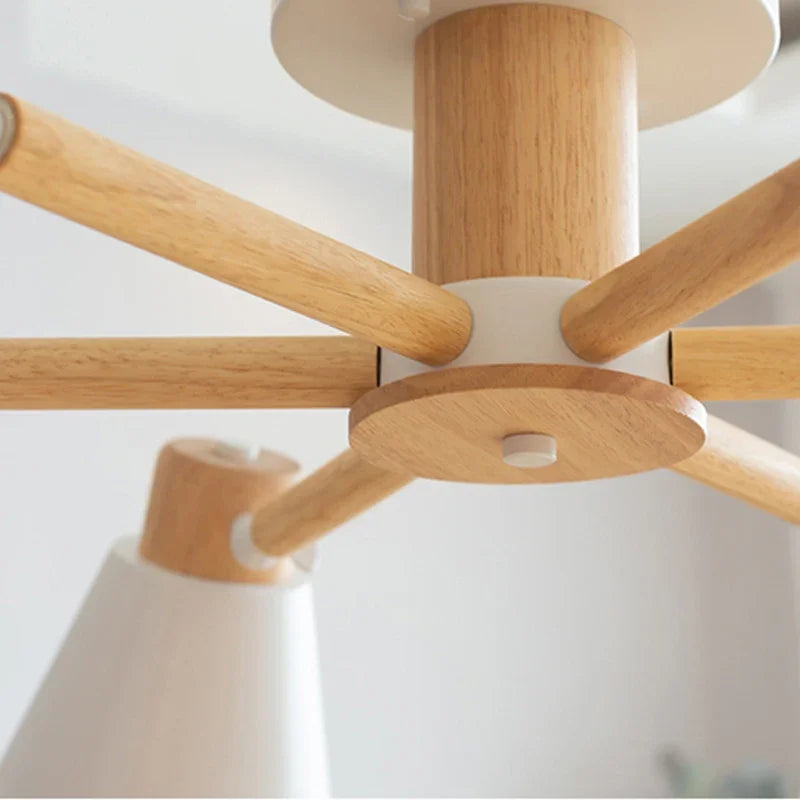 lampe suspendue conique bois blanc moderne scandinave ampoules e27 ajustable suction chambre salonhôtel restaurant