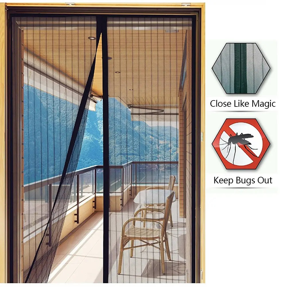 rideau moustiquaire porte magnétique noir maille fine moderne clips fixation 100cm 210cm