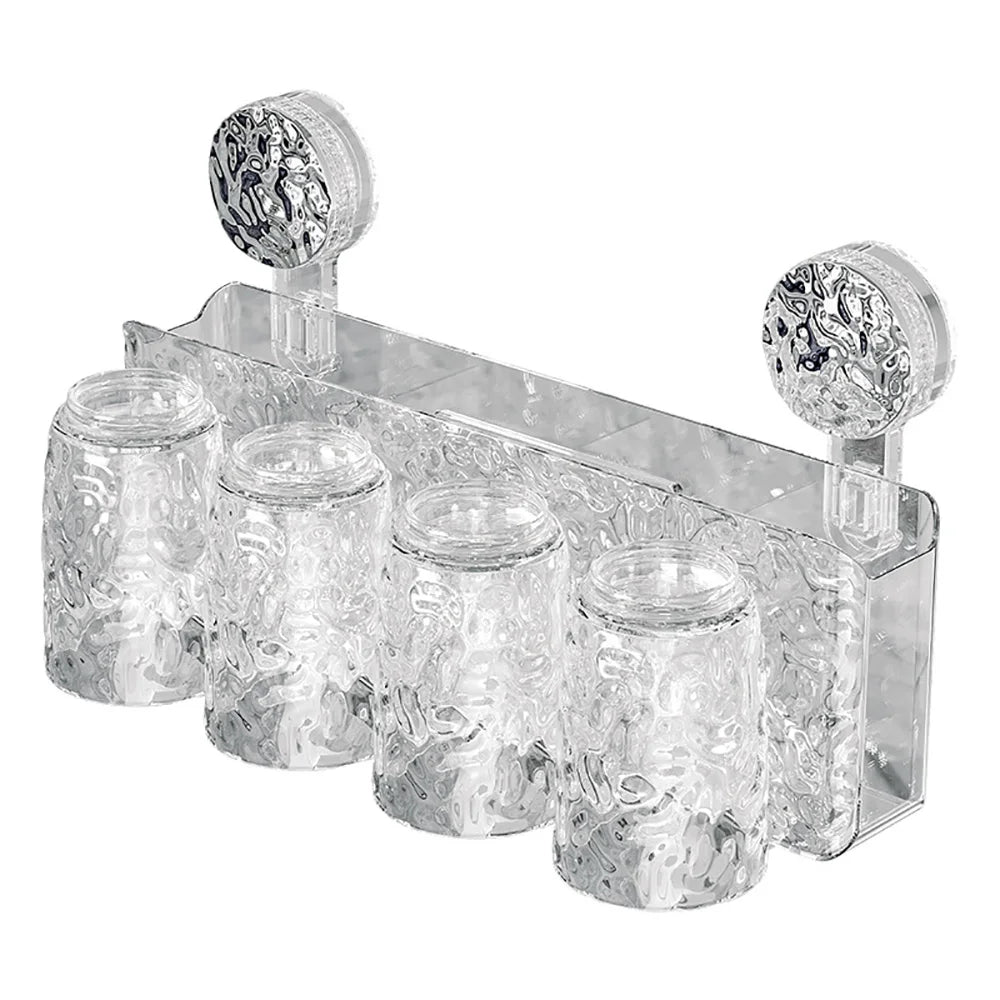 porte produits mural transparent texturé moderne ventouse brosses dents salle bain