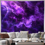 tapisserie scénique nuages étoiles ciel violet moderne décoration intérieure chambre salon polyester