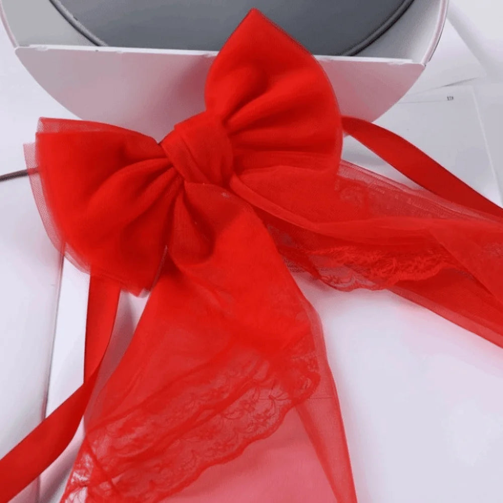 attaches rideau tulle dentelle bow décoratif romantique shabby chic blanc rose vif rouge vert