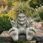 cache pot résine animal réaliste gris texture granuleuse plante verte cactus succulente maison jardin