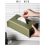 boîte mouchoirs simili cuir moderne blanc noir vert olive marron clair minimaliste 23cm 12cm