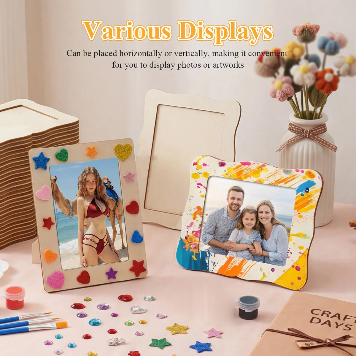 kits cadres photo peindre texturés strass décoration créative artisanale enfants