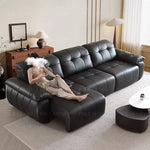 Canapé lit moderne simili cuir noir oreillers variable bed électrique 285cm