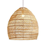 suspension moderne rotin naturel tissage géométrique chaîne métallique salon chambre restaurant