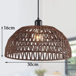 suspension lumineuse moderne bambou tissage beige doré fixe passe câble noir