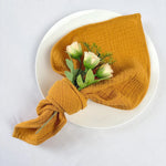 serviettes tissu coton double gaze multicolore boho chic bordure frangée réutilisable maison fête