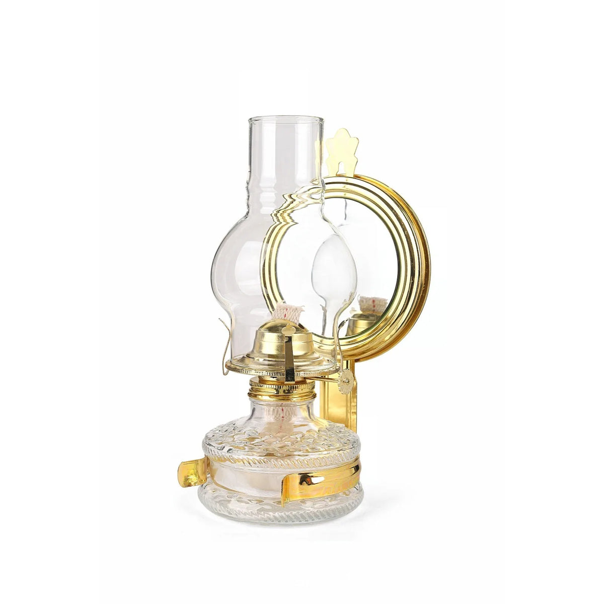 lampe huile vintage transparente texture gravée haute luminosité rétro décoration maison dorée